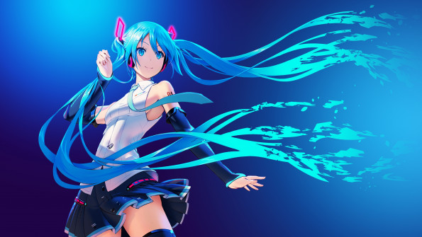 wallpaper hatsune miku, anime girl, vocaloid, long hair, 4k, anime