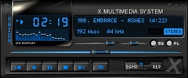 Photo of the XMMS interface, it looks like winamp.