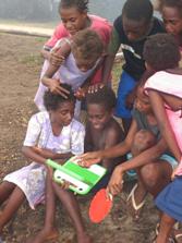 Children discovering laptops