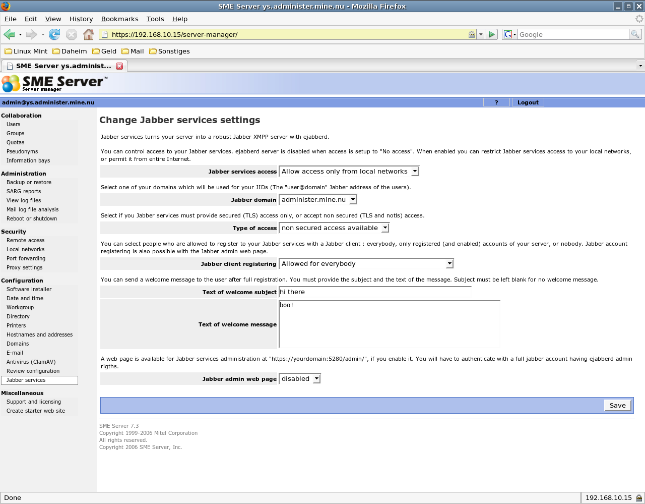 YS Server Web Interface