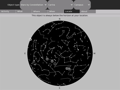"Locate": This star is too far south to see