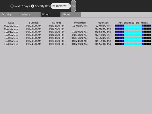 Sunrise - Setting Date