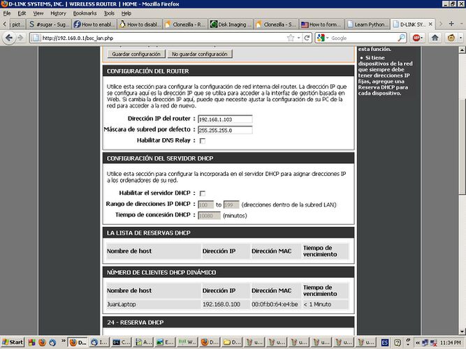 Configuración de la red