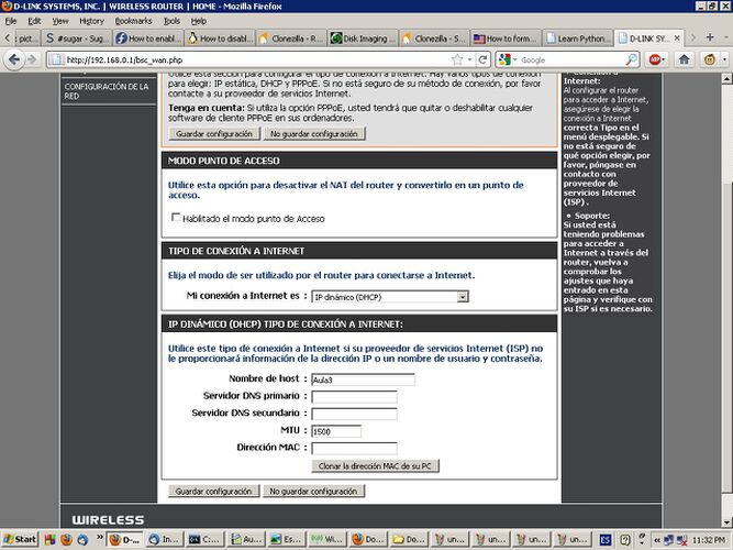 Configuración de hostname