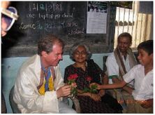 Nicholas receiving roses