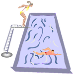 Swimming pool with female diving and male swimming - for Alex C