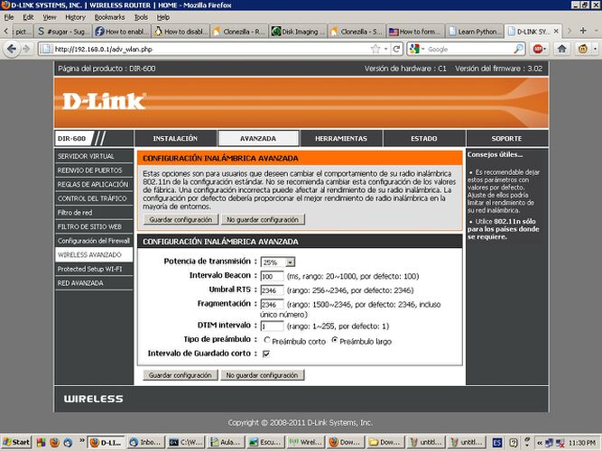 Configuración de potencia inalámbrica