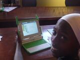 Student Pascaline from Kagugu Primary School teaching the turtle to draw her name with TurtleArt